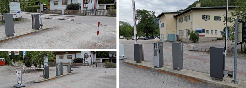 Parking barrier ASD-P 400 with control columns for ticket issue